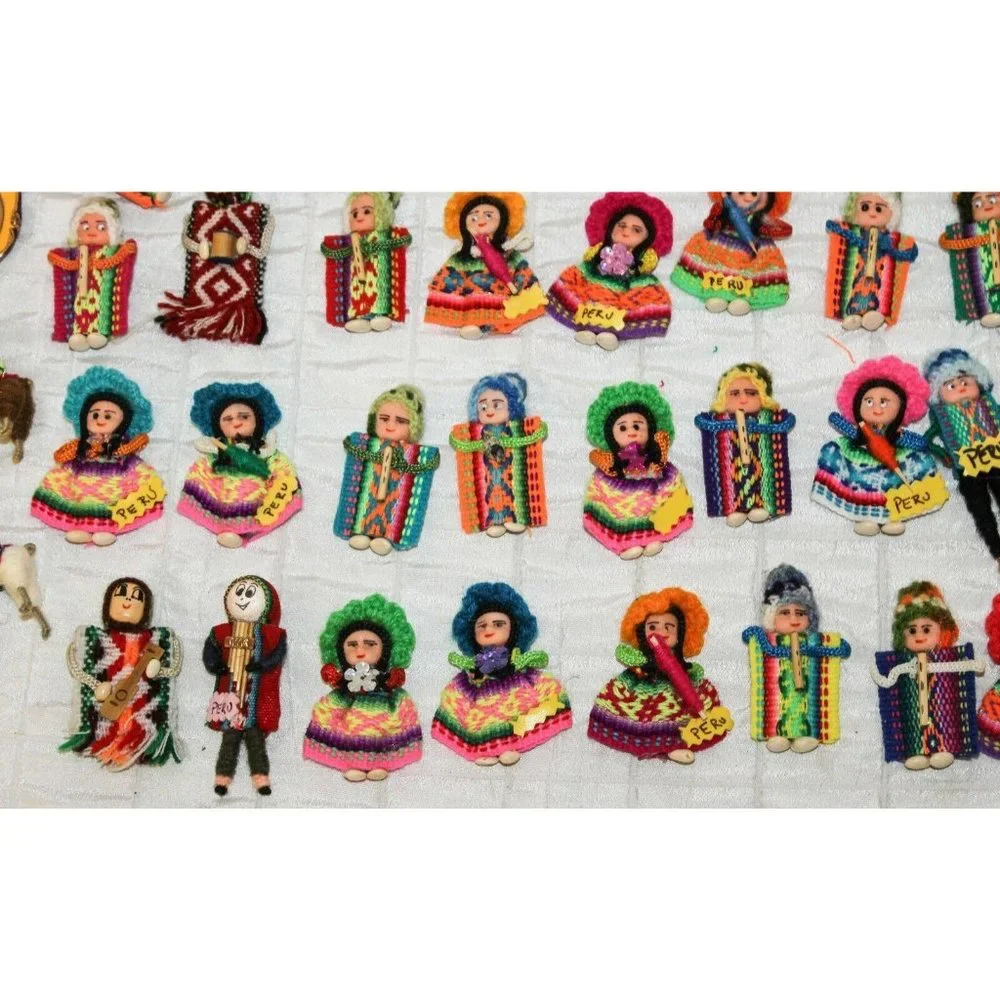 Lot of 2 Peruvian Peru Fridge Magnets Medallion Llamas Native Man Woman - Picture 5 of 11